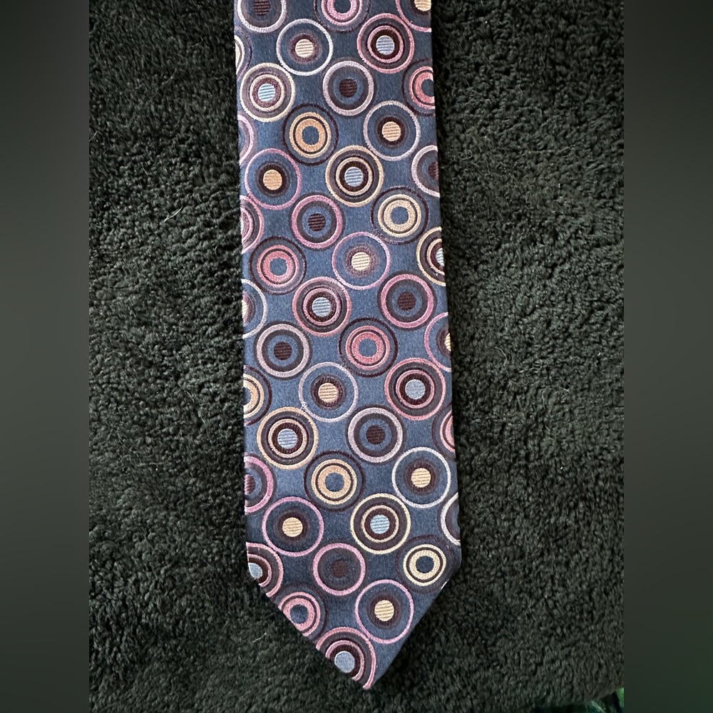 Ted Baker Navy Purple Circles Geometric Silk Tie